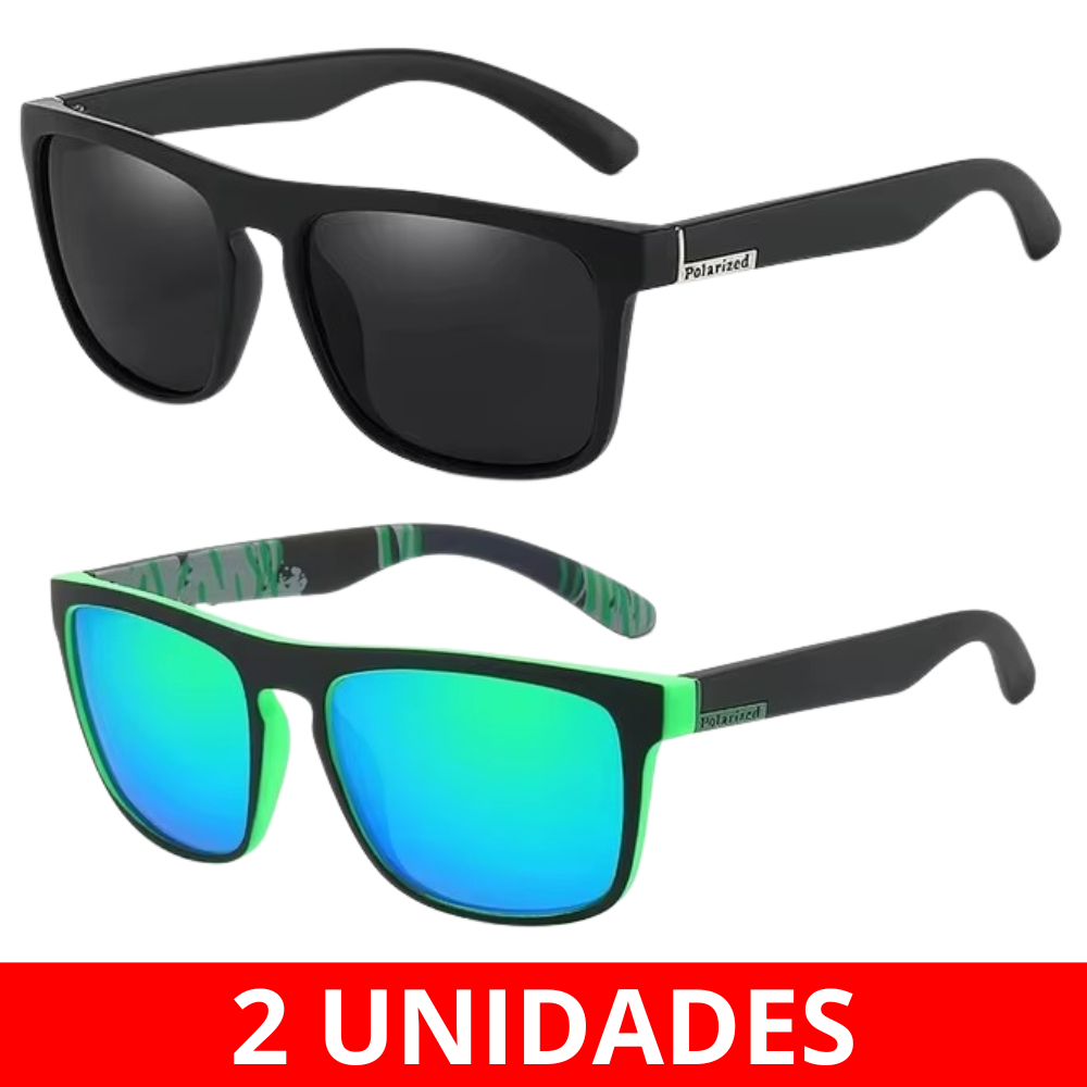 Óculos de Pesca Polarizado Quadrado Azul - Compre 1 Leve 2