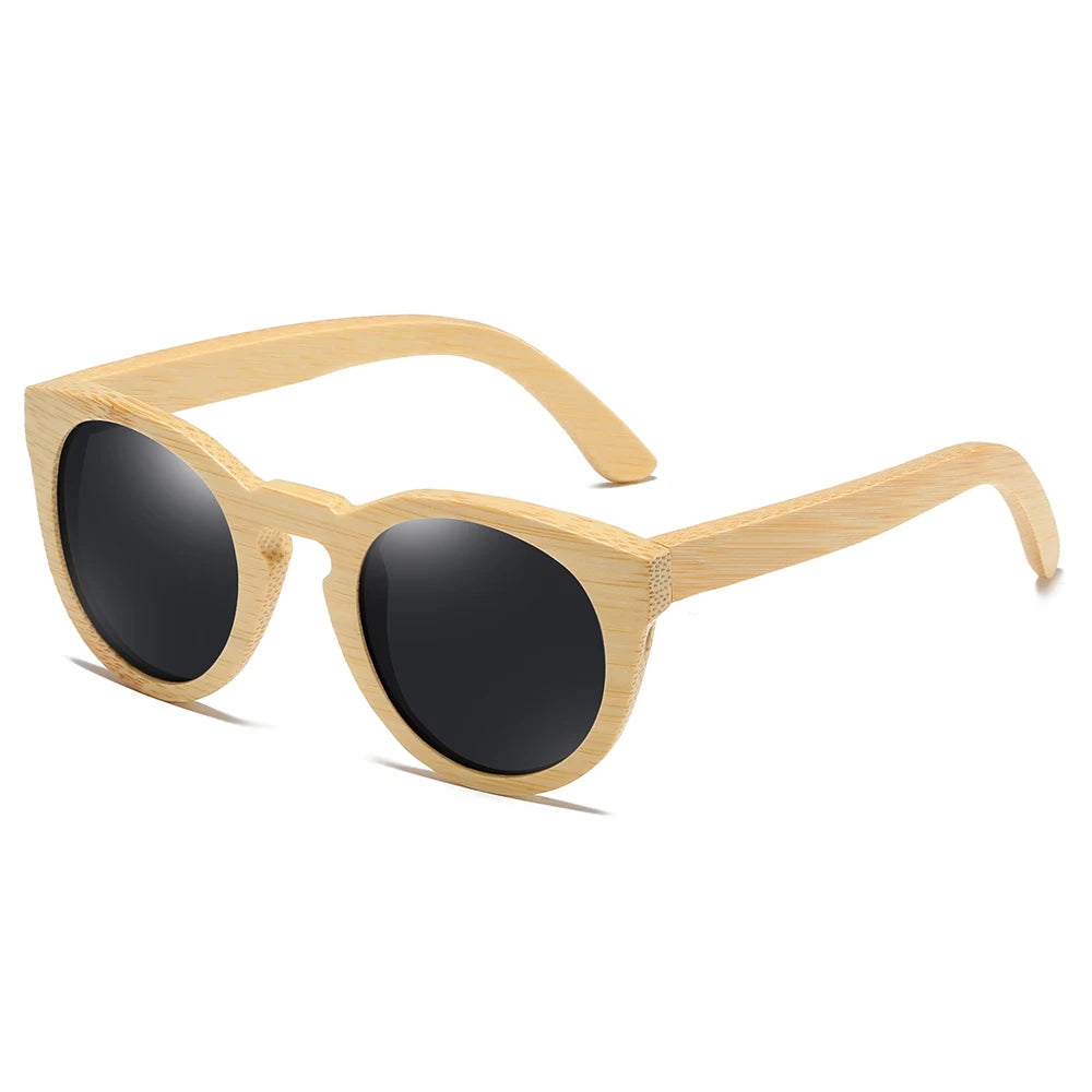 Óculos de Sol de Madeira Feminino Redondo - Caraíva Bamboo