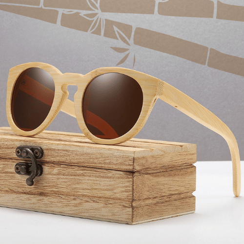 Óculos de Sol de Madeira Feminino Redondo - Caraíva Bamboo