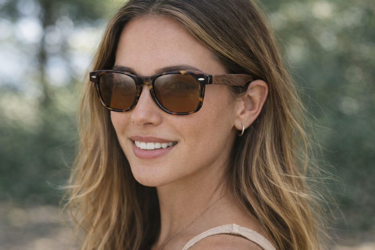 Combinar Óculos de Madeira com look Feminino