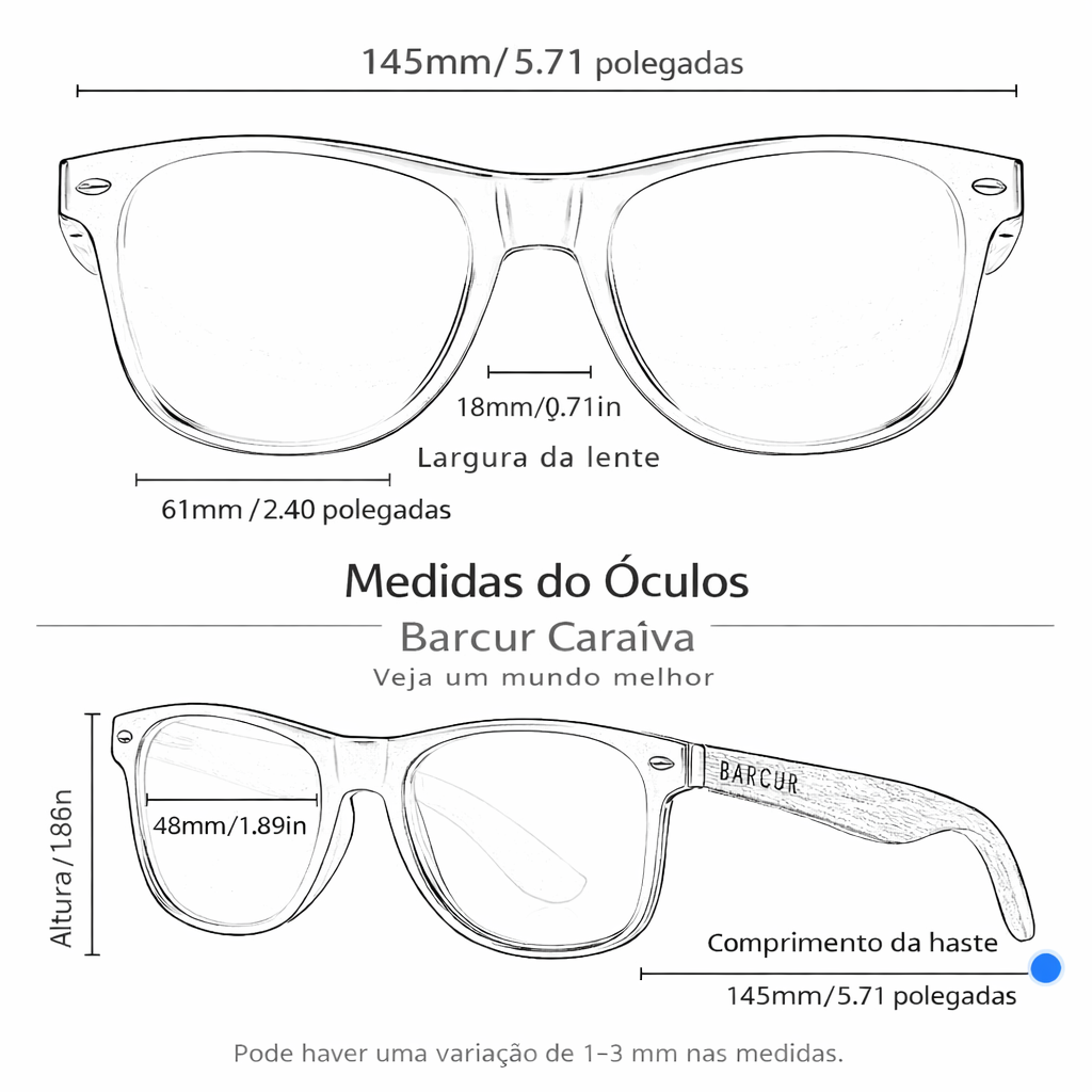 Óculos de Bambu Artesanal Armação Tartaruga - Barcur Caraíva