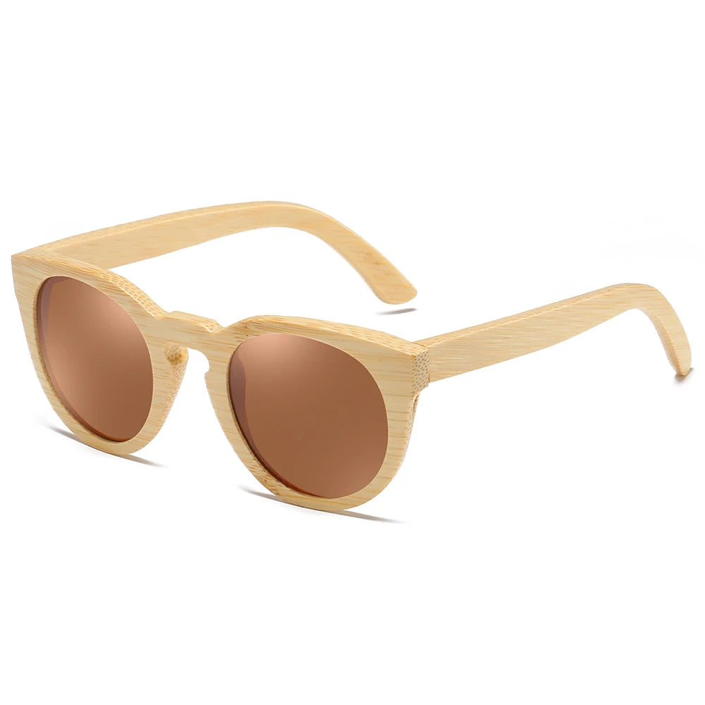 Óculos de Sol de Madeira Feminino Redondo - Caraíva Bamboo