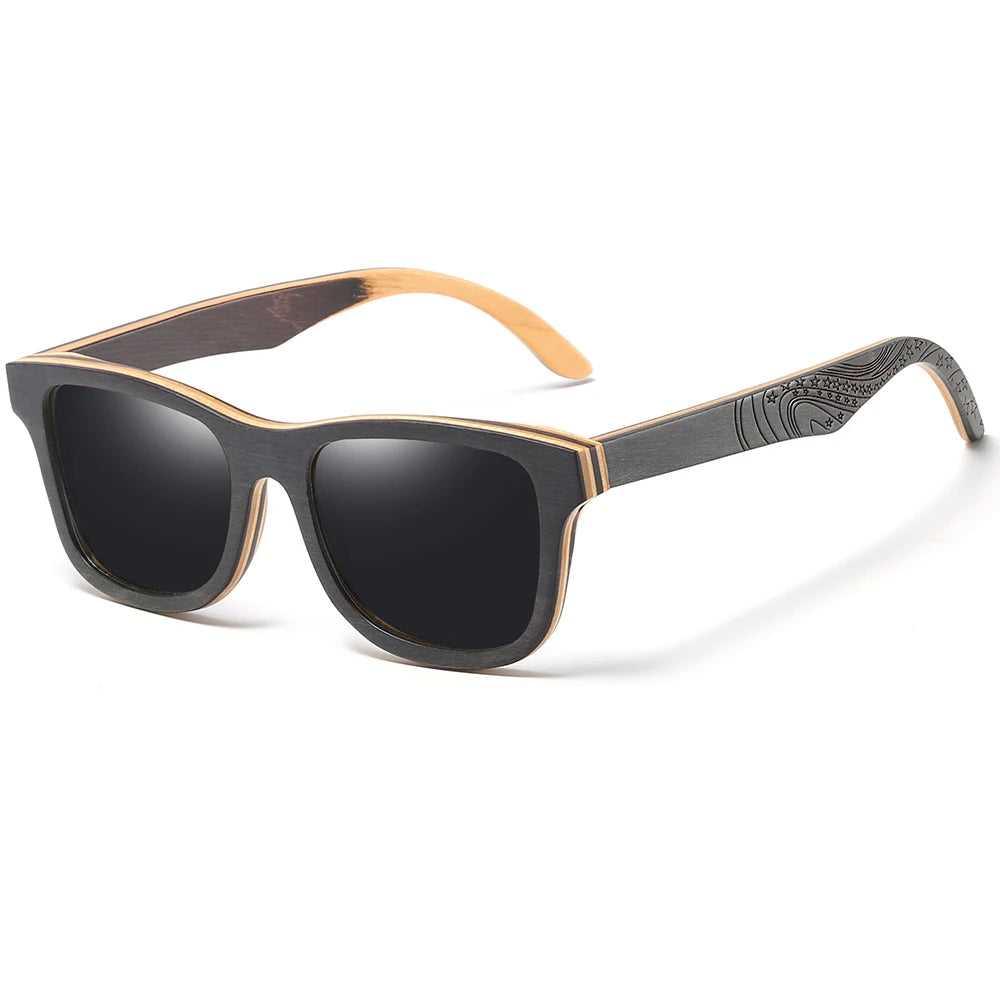 Óculos de Sol de Bambu com Armação Preta - Bamboo Black